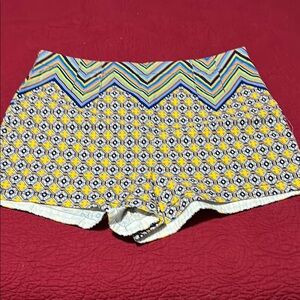 Maeve by Anthropologie High Waist Yellow and Blue Geometric Shorts